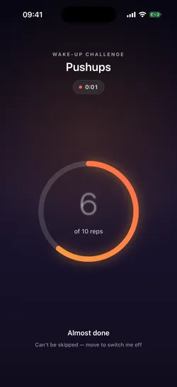 Thrise Aufwach-Mission — kein Snooze, beweg dich zum Ausschalten